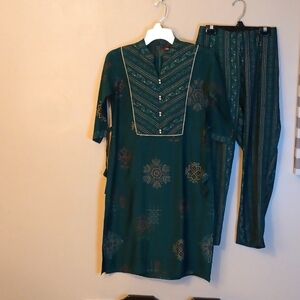 Yellow Dots Ethnic Style Pant Set